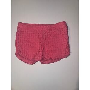Lilly Pulitzer Girls Pink Eyelet Shorts XS 4/5 Elastic Waist